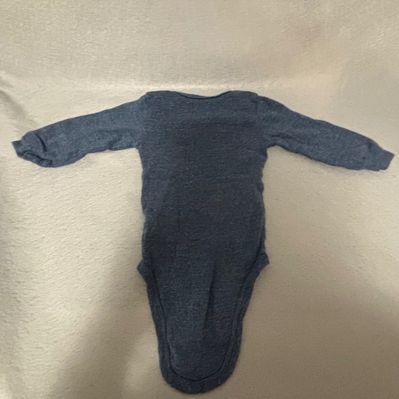 Carters Baby Boys 9 Months Navy Blue Heather Long Sleeve Bodysuit Cotton Snaps - Picture 2 of 5